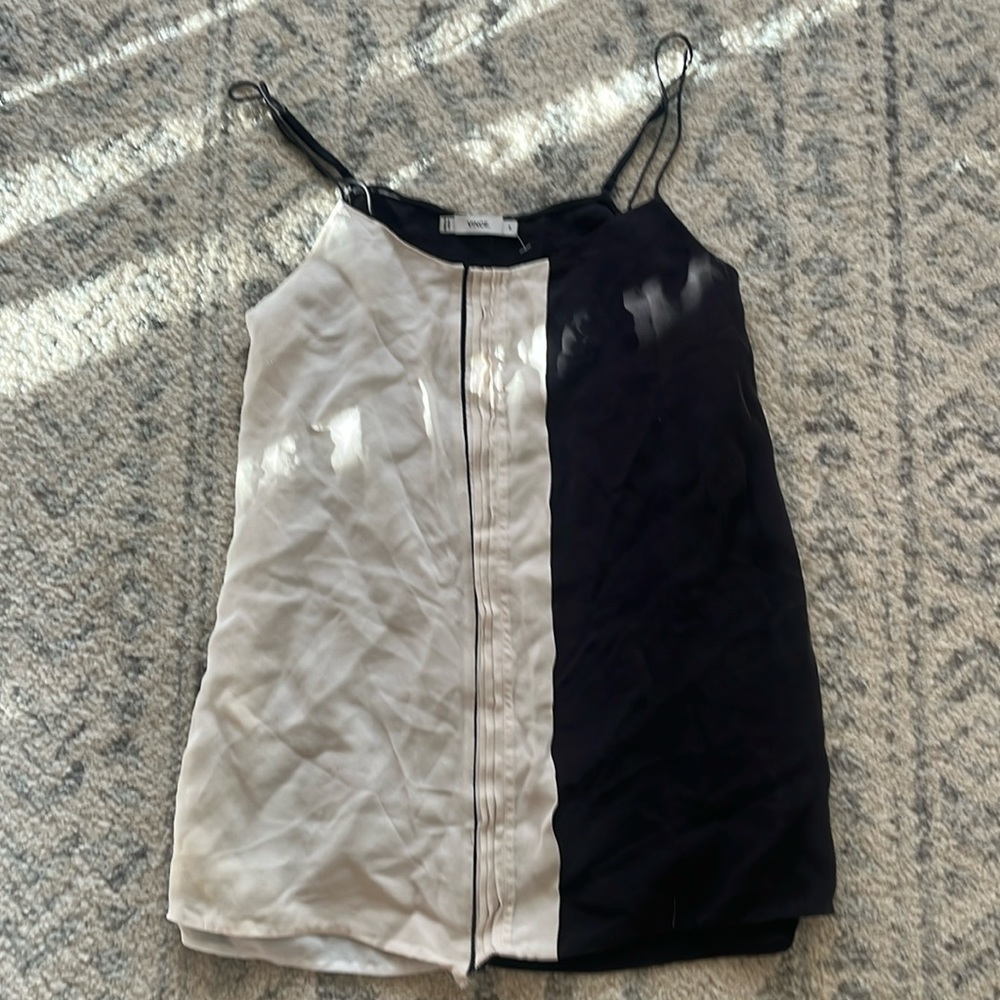 Vince two toned black and white silk tank